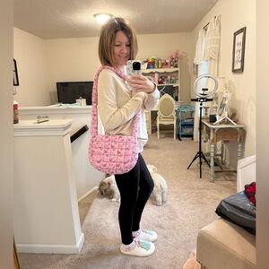 NWT boutique Pink Floral puffer Crossbody Bag